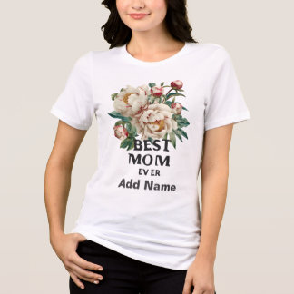 Camiseta Elegante Peônia Melhor Mãe de Todos os Tempos Arte