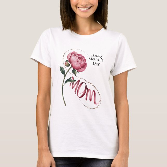 Camiseta Elegante Peony Dia Floral Design (Frente)