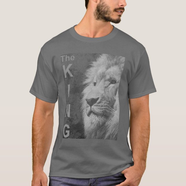 Camiseta Elegante Pop de Arte Moderna Mens Modelo de Leão (Frente)