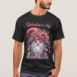 Camiseta Elegante prata pérola gnomo namorados vermelho