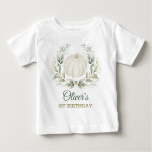 Camiseta Elegante Queda Abóbora Verde Dourado Aniversário