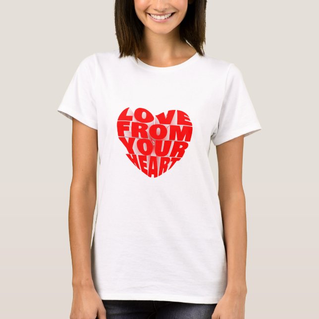 Camiseta Elegante Red 3D Design de texto Love from Your Hea (Frente)