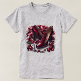 Camiseta Elegante Red High Heels com Cereja