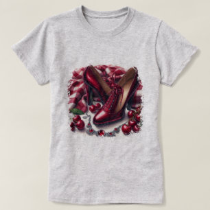 Camiseta Elegante Red High Heels com Cereja