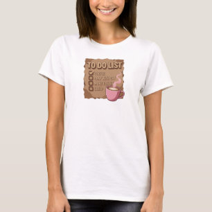 Camiseta Elegante Rosa CAFÉ BRINCADE COM GATO Criação Perso