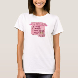 Camiseta Elegante Rosa CAFÉ PRIMEIRO DEPOIS AS CRIANÇAS