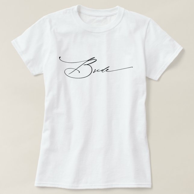 Camiseta Elegante Script Noiva Branco Despedida de Solteira (Frente do Design)