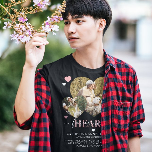 Camiseta Elegante Simpatia Cita Foto Coração Memorial (Criador carregado)