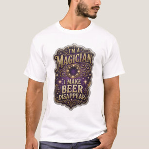 Camiseta Elegante SOU UM MAGO FAÇO CERVEJA DESAPARECER v2