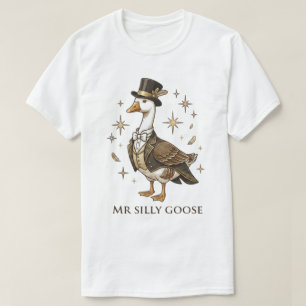 Camiseta Elegante Sr. Noivo Pato Selvagem Ilustração de Cas