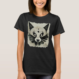 Camiseta Elegante Sumi E Ink Lynx Cat Asiático