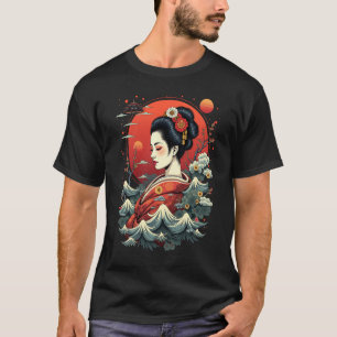 Camiseta Elegante Tee De Arte Geisha Japonês