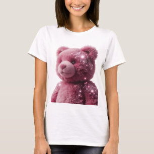 Camiseta Elegante Urso de pelúcia cor-de-rosa PRATA COM BRI