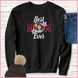 Camiseta Elegante Vermelho e Branco Melhor Mãe de Todos os