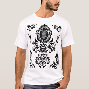 Camiseta Elegante Vintage Damask Textura sem costura