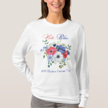 Elegante VOTO Democrático BLUE Womens Floral
