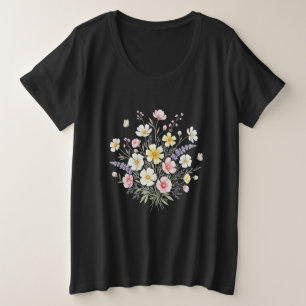 Camiseta Elegante Watercolor Flores e Borboletas