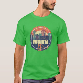 Camiseta Elegante Wichita Skyline Art Iconic Kansas Citysca