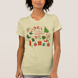 Camiseta Elegantes Doodles de Natal Minimalistas Desenhados