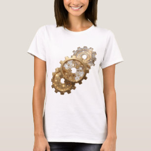 Camiseta Elegantes Engrenagens de Ouro do Universo Arte Usá
