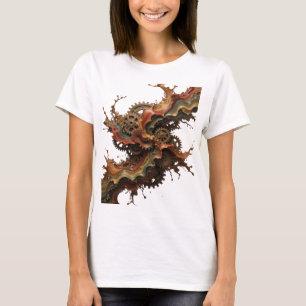 Camiseta Elegantes Engrenagens e Ondas de Chocolate Pratead