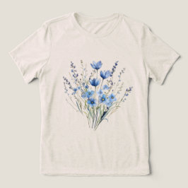 Camiseta Elegantes Flores Azuis Selvagens