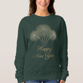 Camiseta Elegantes Fogos de Artifício Dourados Feliz Ano No