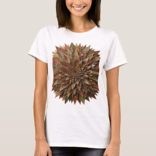 Camiseta Elegantes Folhas de Outono Prateadas Design Modern
