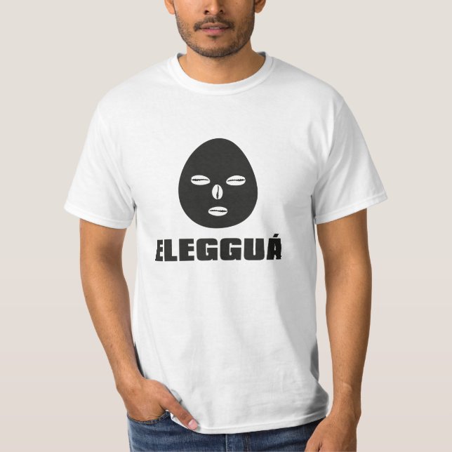 Camiseta Eleggua, preta em branco (Frente)