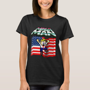 Camiseta Eleição 2024: Bandeira Americana Mega Man Engraçad