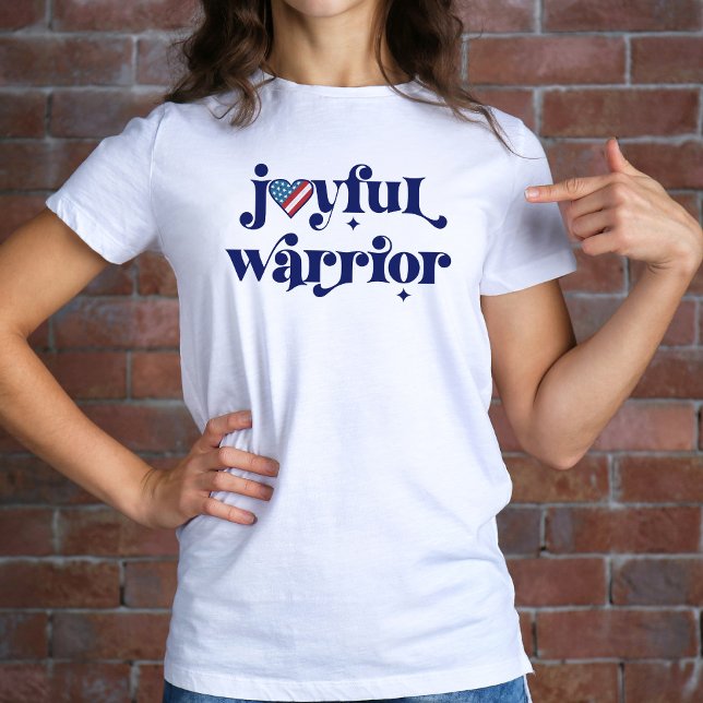 Camiseta Eleição 2024 Kamala Joyful Warrior USA Flag Heart (Criador carregado)
