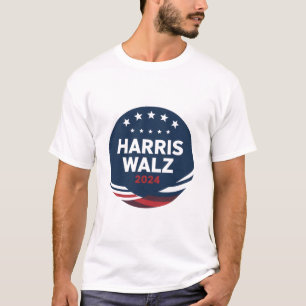 Camiseta Eleição de Botão Retro para Democratas Harris Walt