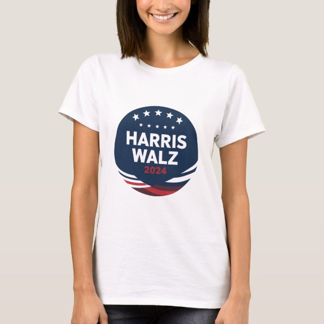 Camiseta Eleição do Botão Retro para Democratas Harris Walt (Frente)