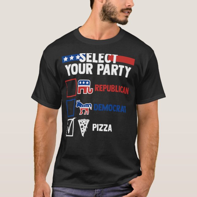 Camiseta Eleição Humor Selecione Seu Partido Republicano De (Frente)