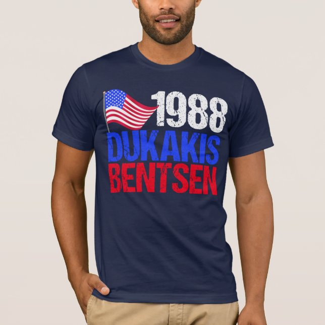 Camiseta Eleição Retroativa de Dukakis Bentsen, 1988 (Frente)