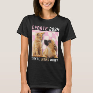 Camiseta Eleições 2024 Pets Dog Cat que estão comendo W