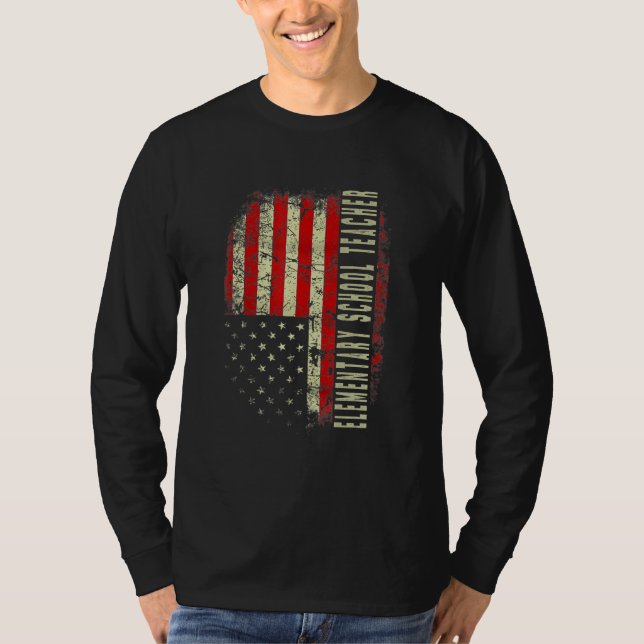 Camiseta Elementary School Teacher Day 4th Of July US Flag  (Frente)