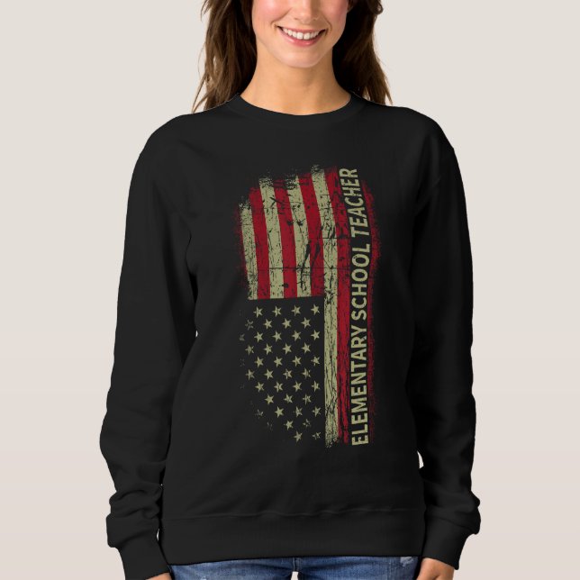Camiseta Elementary Teacher Day 4th Of July US Flag Men Pat (Frente)