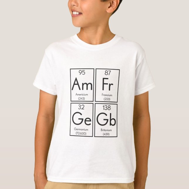 Camiseta Elemento Britânico Humor Mesa Periódico (Frente)
