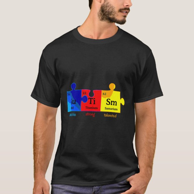 Camiseta Elemento químico Quebra-cabeça de consciência do a (Frente)