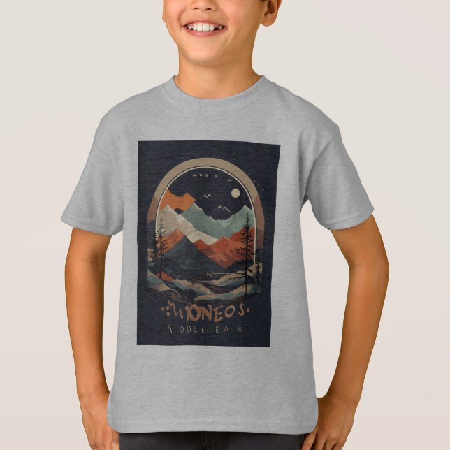 Camiseta elementos abstratos da natureza de cor negra (Frente)