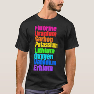 Camiseta Elementos Coloridos da Tabela Periódica Ciência