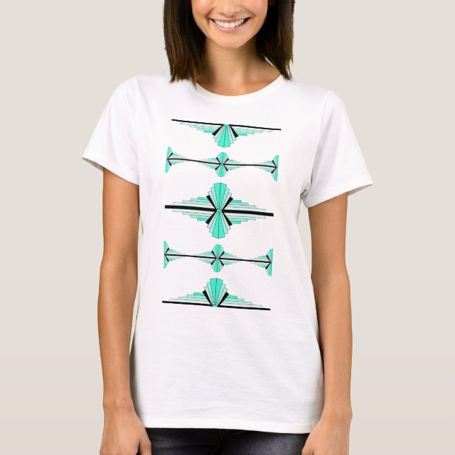 Camiseta Elementos da arte deco em verde claro (Frente)