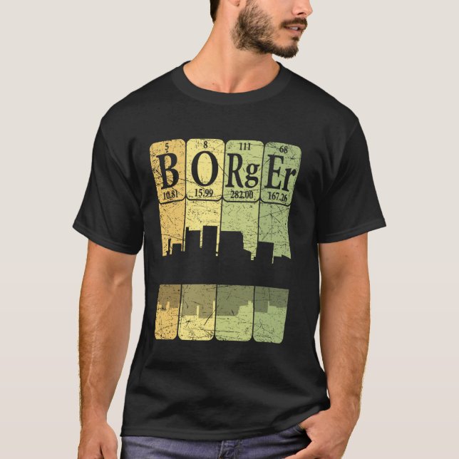 Camiseta Elementos da Tabela Periódica de Borger Texas Retr (Frente)