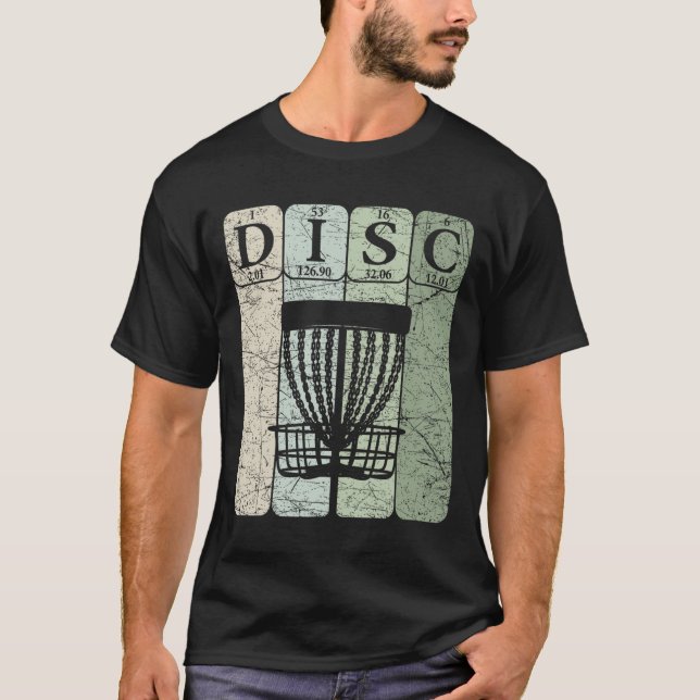 Camiseta Elementos da Tabela Periódica de Disc Golf Frolf J (Frente)
