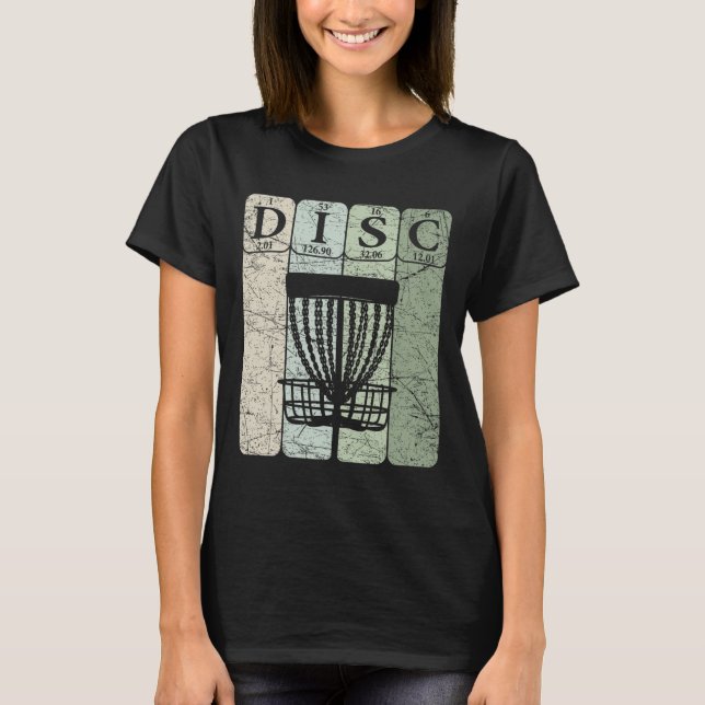 Camiseta Elementos da Tabela Periódica de Disc Golf Frolf P (Frente)