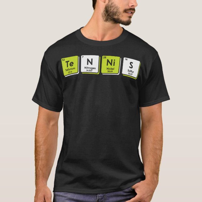 Camiseta Elementos da Tabela Periódica de Tênis Esporte Div (Frente)