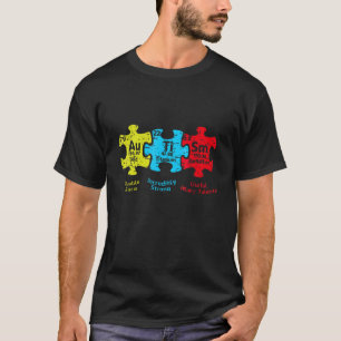 Camiseta Elementos de Consciência Autista Mês Mesa Periódic