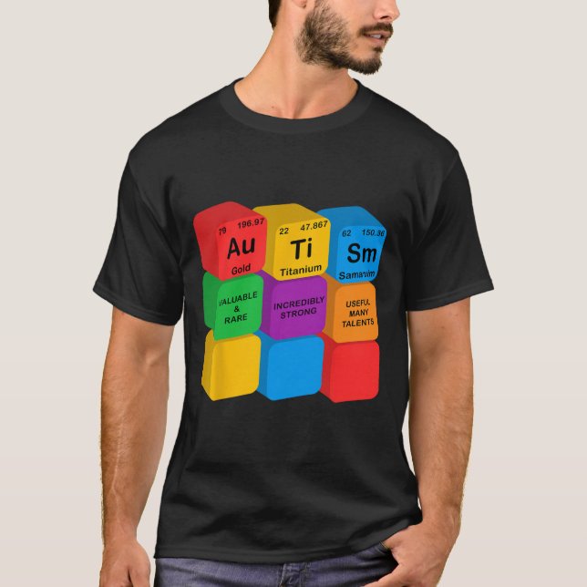 Camiseta Elementos de consciência curiosos Autismo Mesa per (Frente)