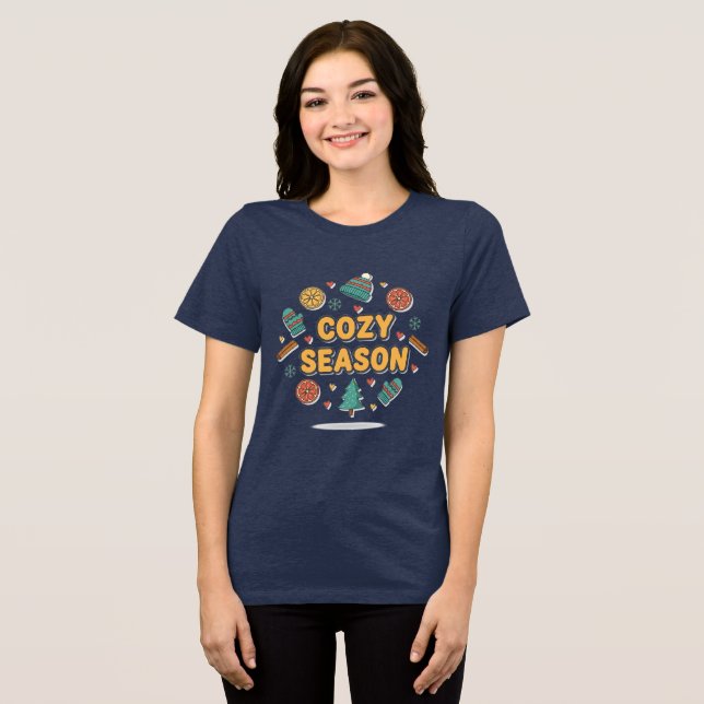 Camiseta Elementos de Feriado da Temporada Aconchegante – E (Frente Completa)